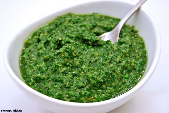 lemon infused basil arugula pesto