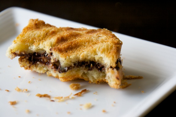 oozing chocolate, creamy banana, buttery brioche -- decadence accomplished chocolate, banana, brioche
