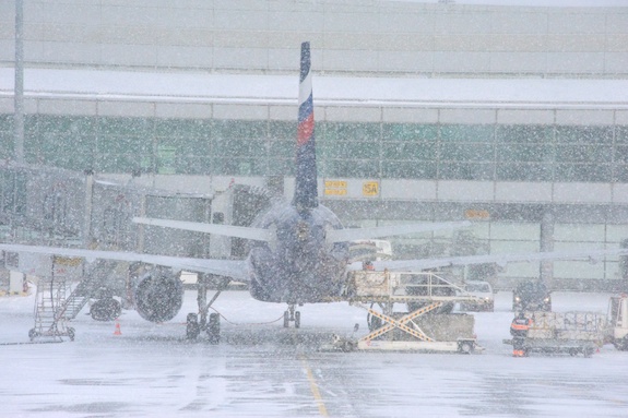 snowy airport