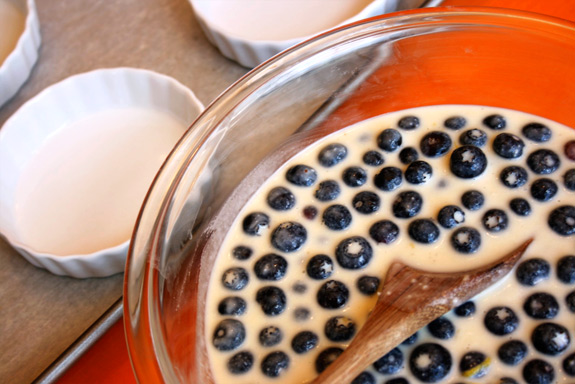 blueberry-studded batter