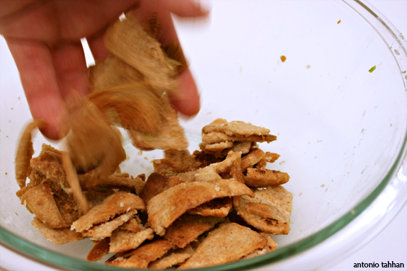 tossing bread