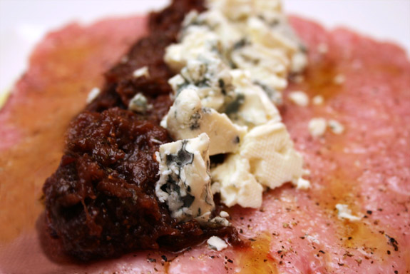 a perfect pairing: pork, figs, rosemary and blue cheese pork filling