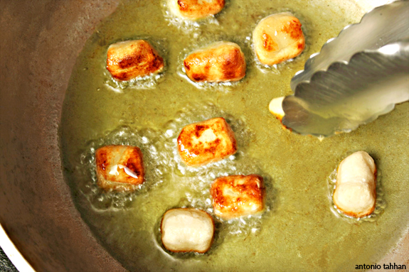 frying the gnocchi