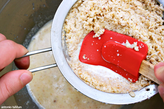 strain hazelnut milk mixture