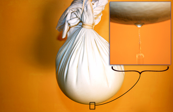 straining the yogurt