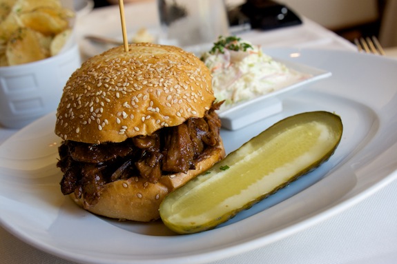 Duck Coated in a Fig Barbecue Sauce Served on Brioche Buns duck_burger