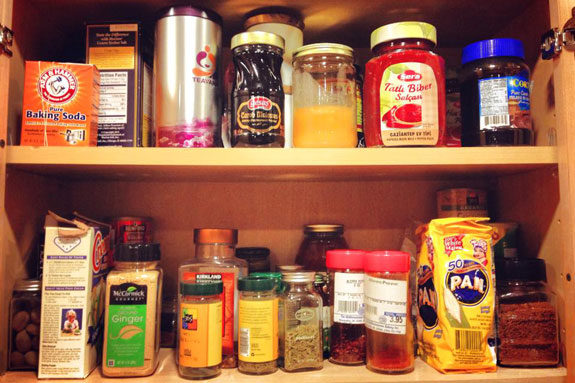 spice cabinet disarray