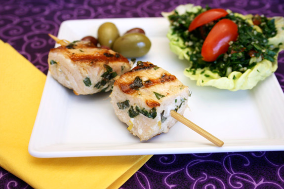swordfish spedini, tabbouleh & olives swordfish spedini, tabbouleh & olives