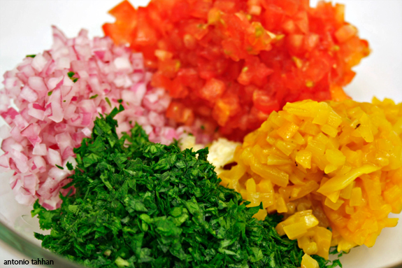 chopped veggies