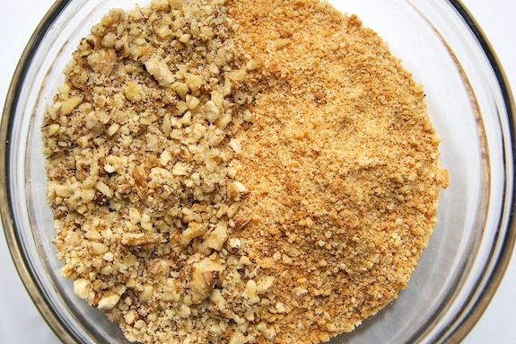 chopped walnuts + kaak (كعك) walnuts and kaak