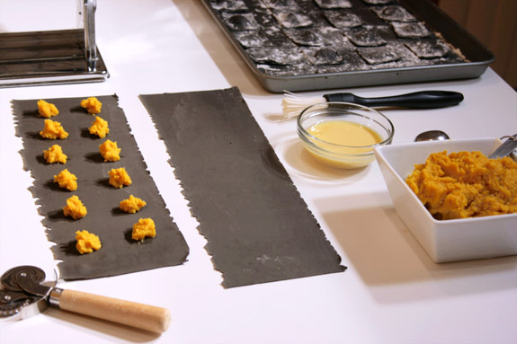 Italian assembly line ravioli workflow