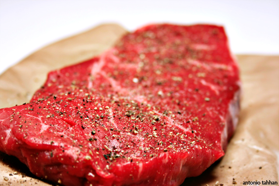 well-seasoned steak