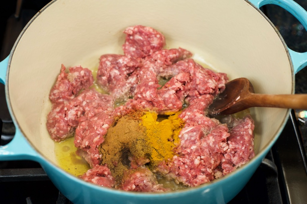ground lamb + spices ground lamb + spices