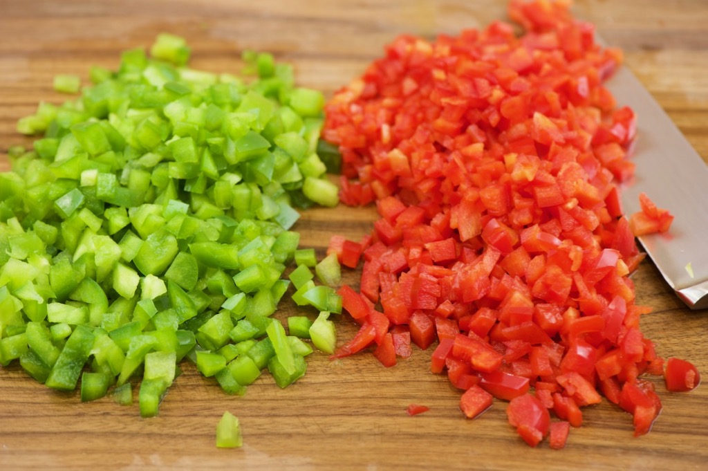 beautiful colors diced peppers
