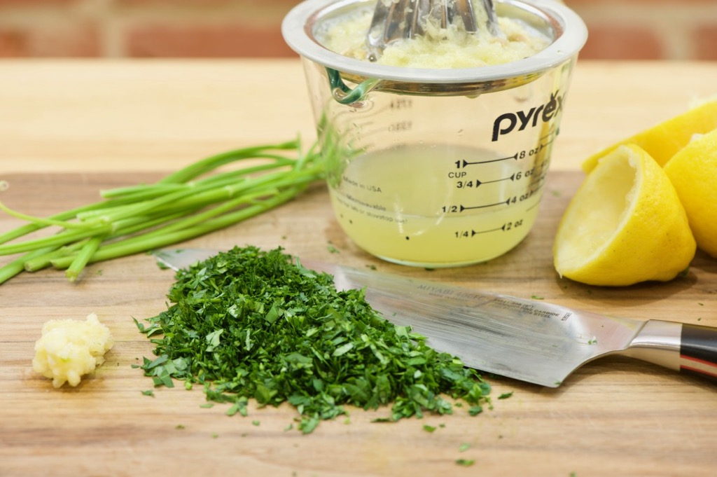 simple prep: parsley, lemon juice, and garlic simple prep: parsley, lemon juice, and garlic