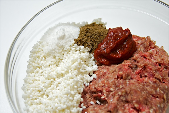 rice + meat meat mixture